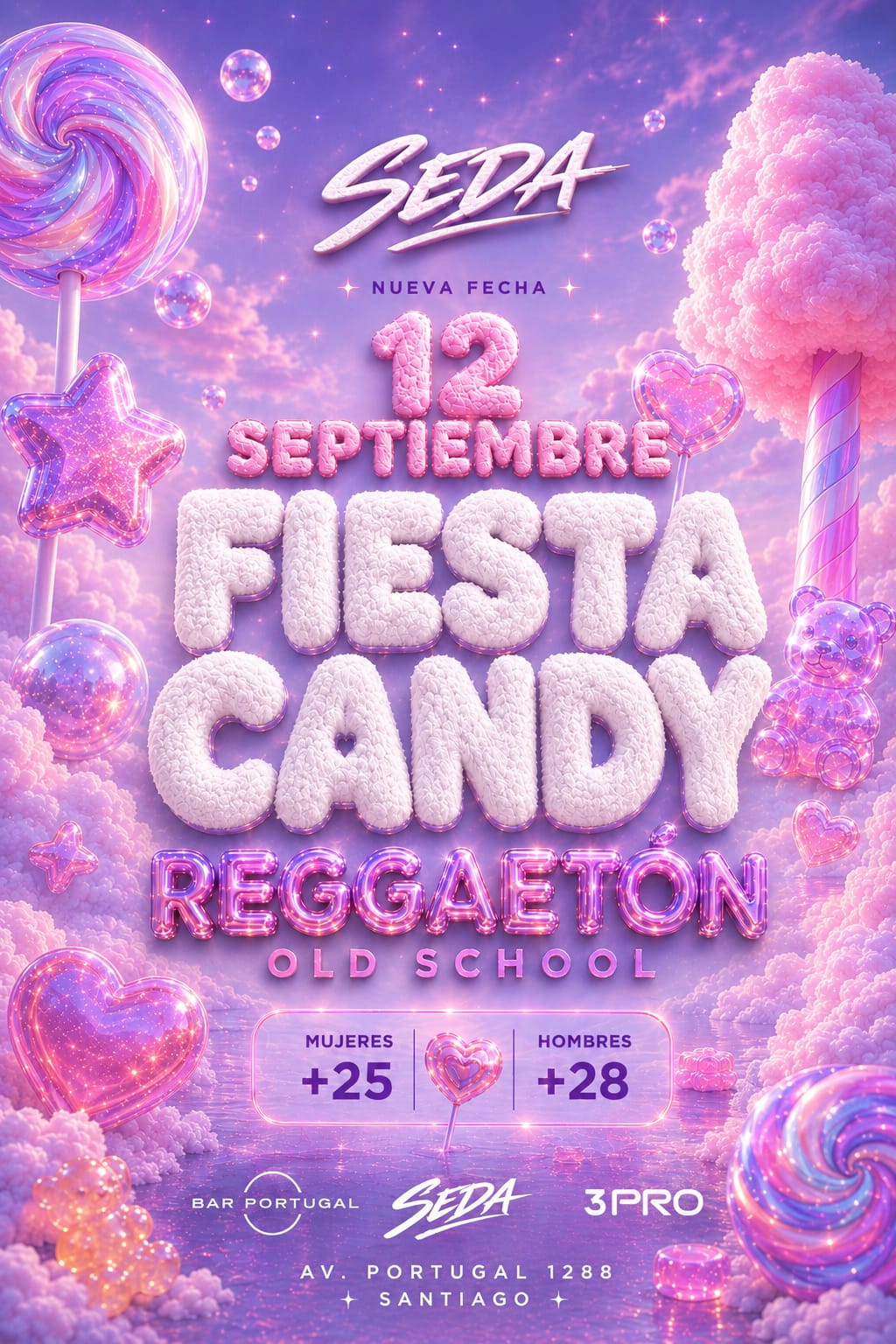 Afiche de SEDA Candy: 12 de septiembre, reggaetón old school en Bar Portugal